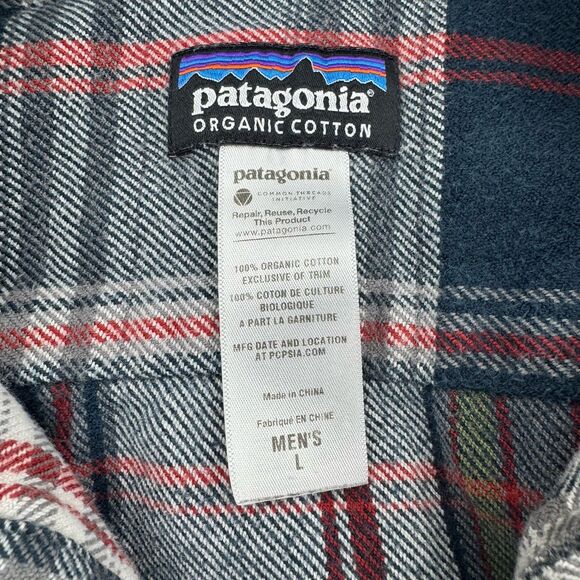Patagonia Mens L Organic Cotton Plaid Flannel Shirt Cut Off Frayed Hem - Picture 4 of 11